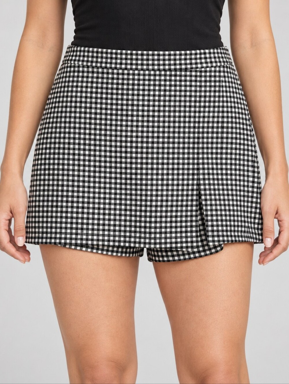 Rachel Black & White Gingham Wrap Skort Size 2XL Made in Canada